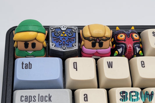 Zelda Keycap Set | Handpainted Resin Artisan Caps | Cherry MX | Link, Zelda, Hylian Shield, Majora Mask