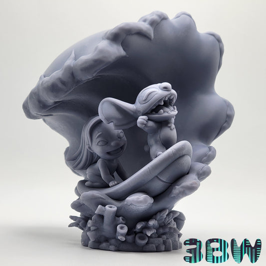 Chibi Lilo and Stitch | 6-Inch Resin Model Kit | Surf Scene