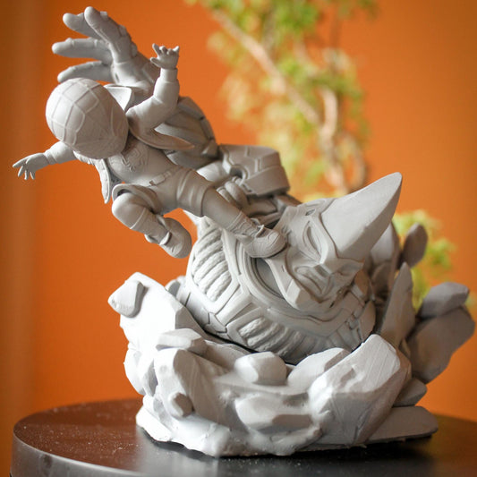 Chibi Miles Morales vs. Rhino | 3-Inch Resin Model Kit  DIY Spider-Verse Impact Scene