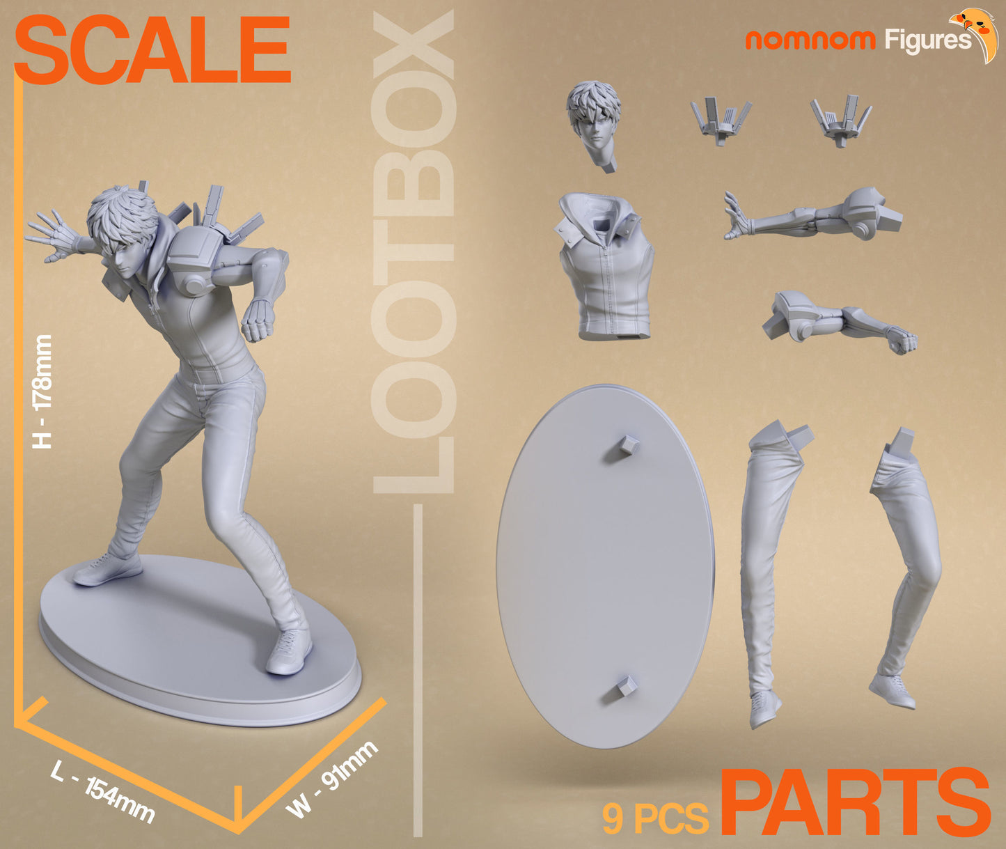 Genos | 7-Inch Resin Model Kit | DIY One Punch Man Cyborg Hero