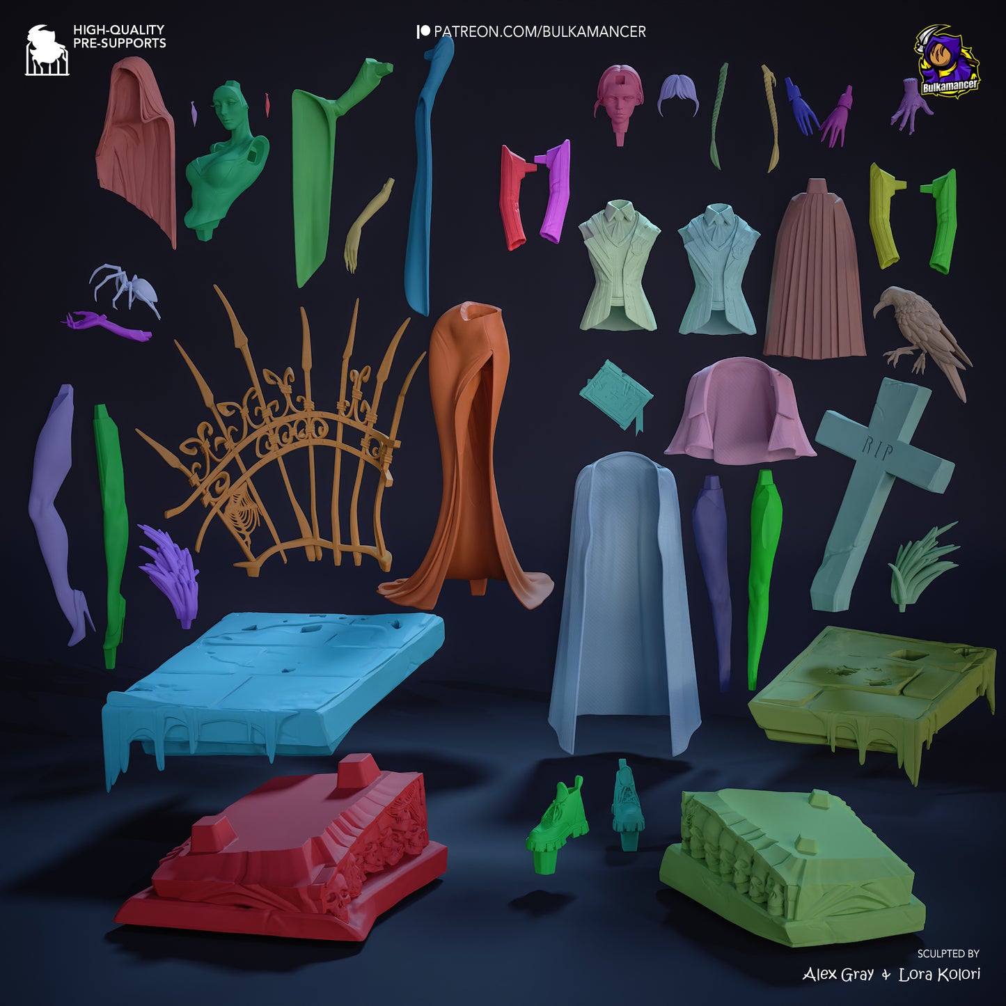 Wednesday and Morticia | 11-Inch Resin Model Kit | The Addams Family