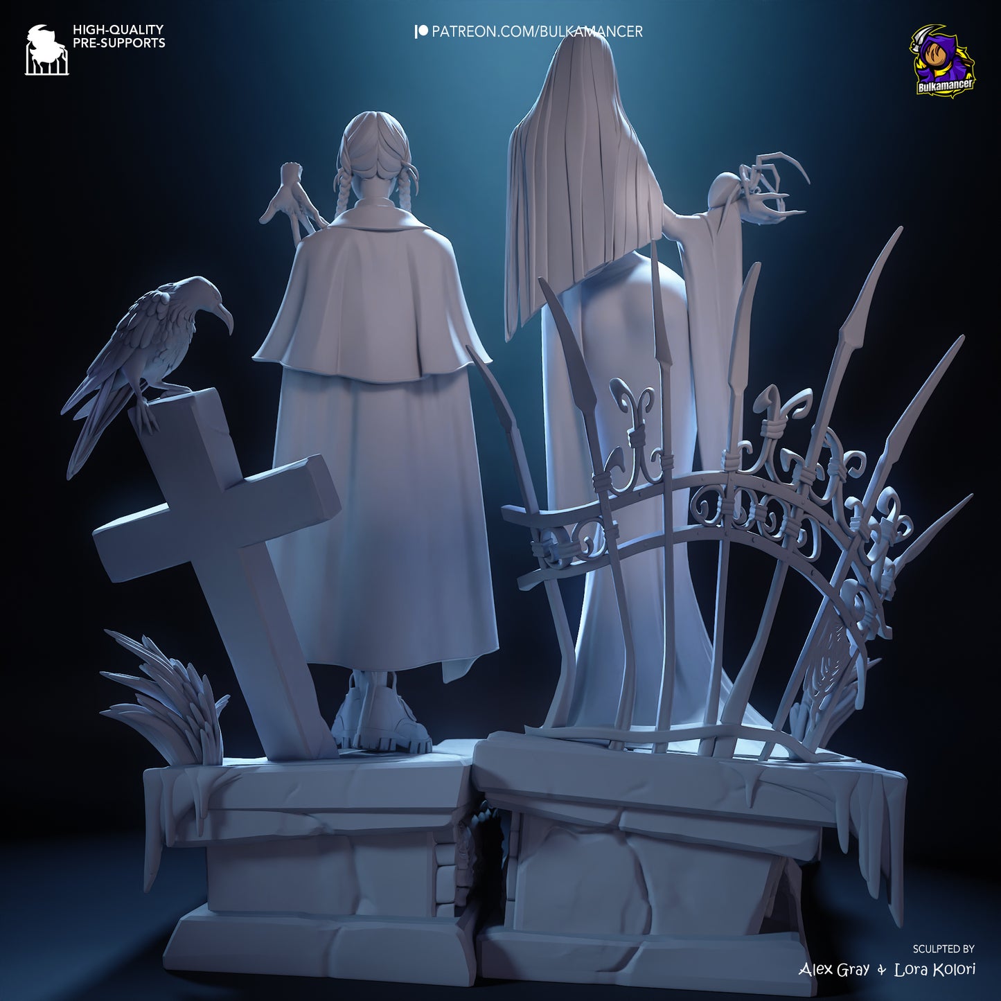 Wednesday and Morticia | 11-Inch Resin Model Kit | The Addams Family