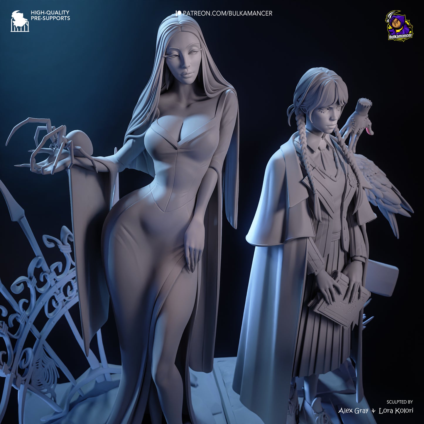 Wednesday and Morticia | 11-Inch Resin Model Kit | The Addams Family