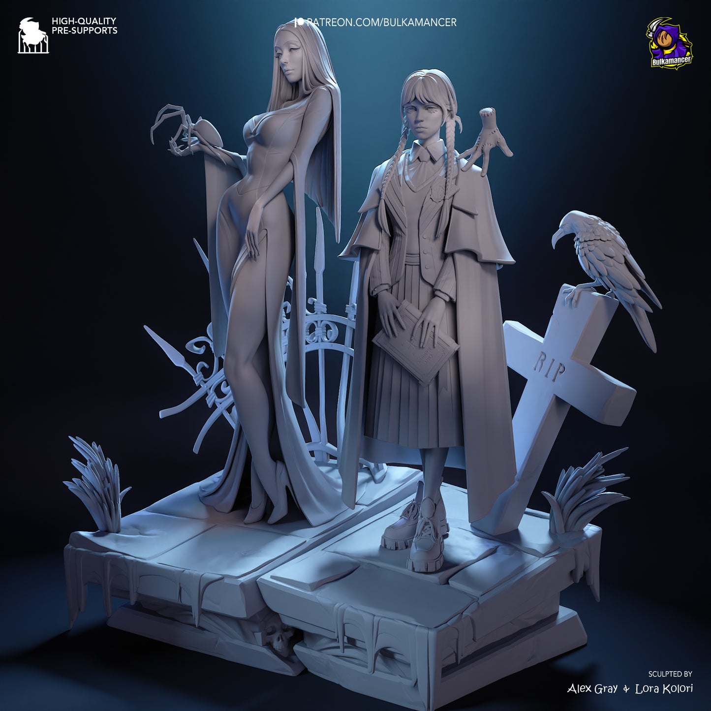 Wednesday and Morticia | 11-Inch Resin Model Kit | The Addams Family
