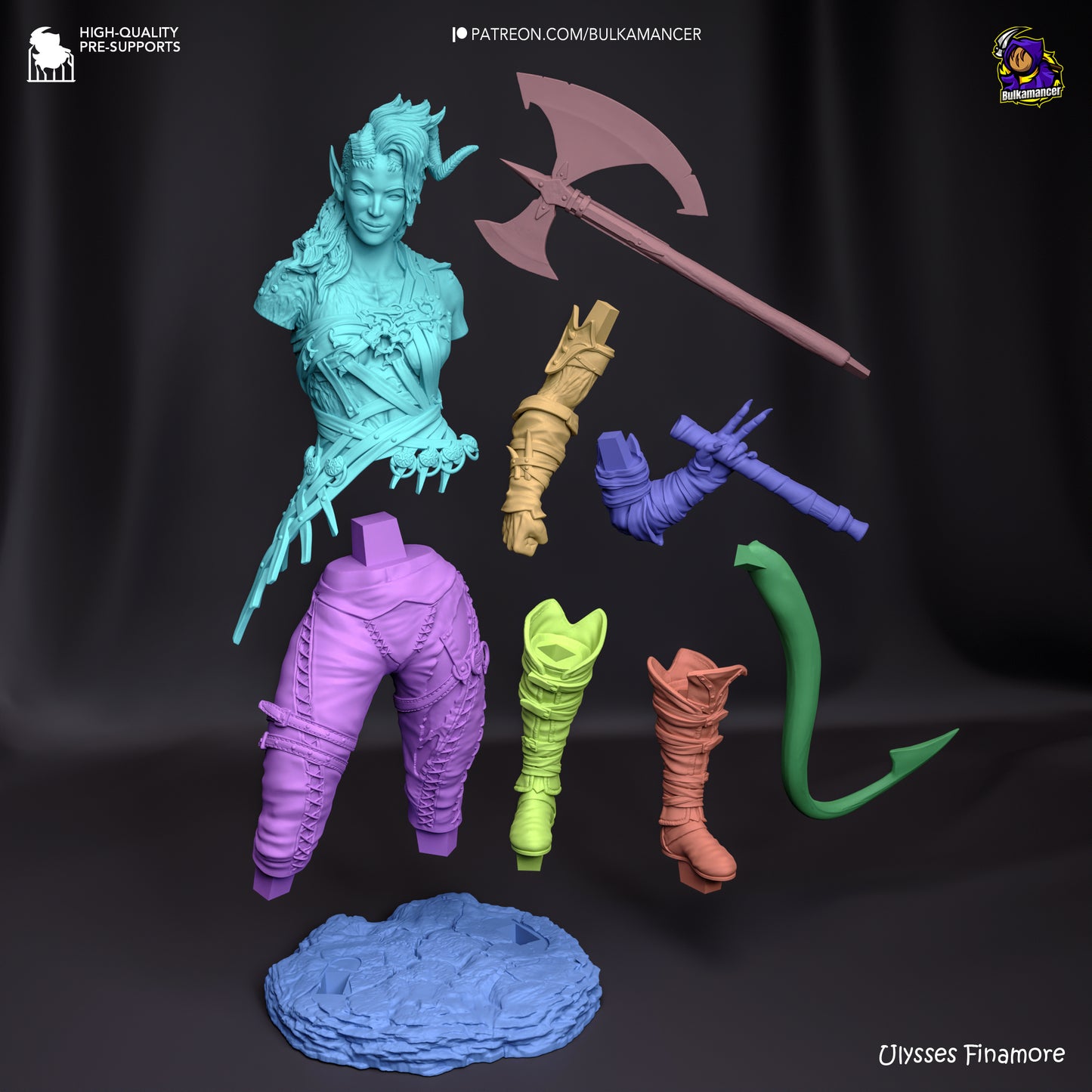 Karlach  | Resin Model or Bust Kit | DIY Baldur's Gate 3 Tiefling Barbarian