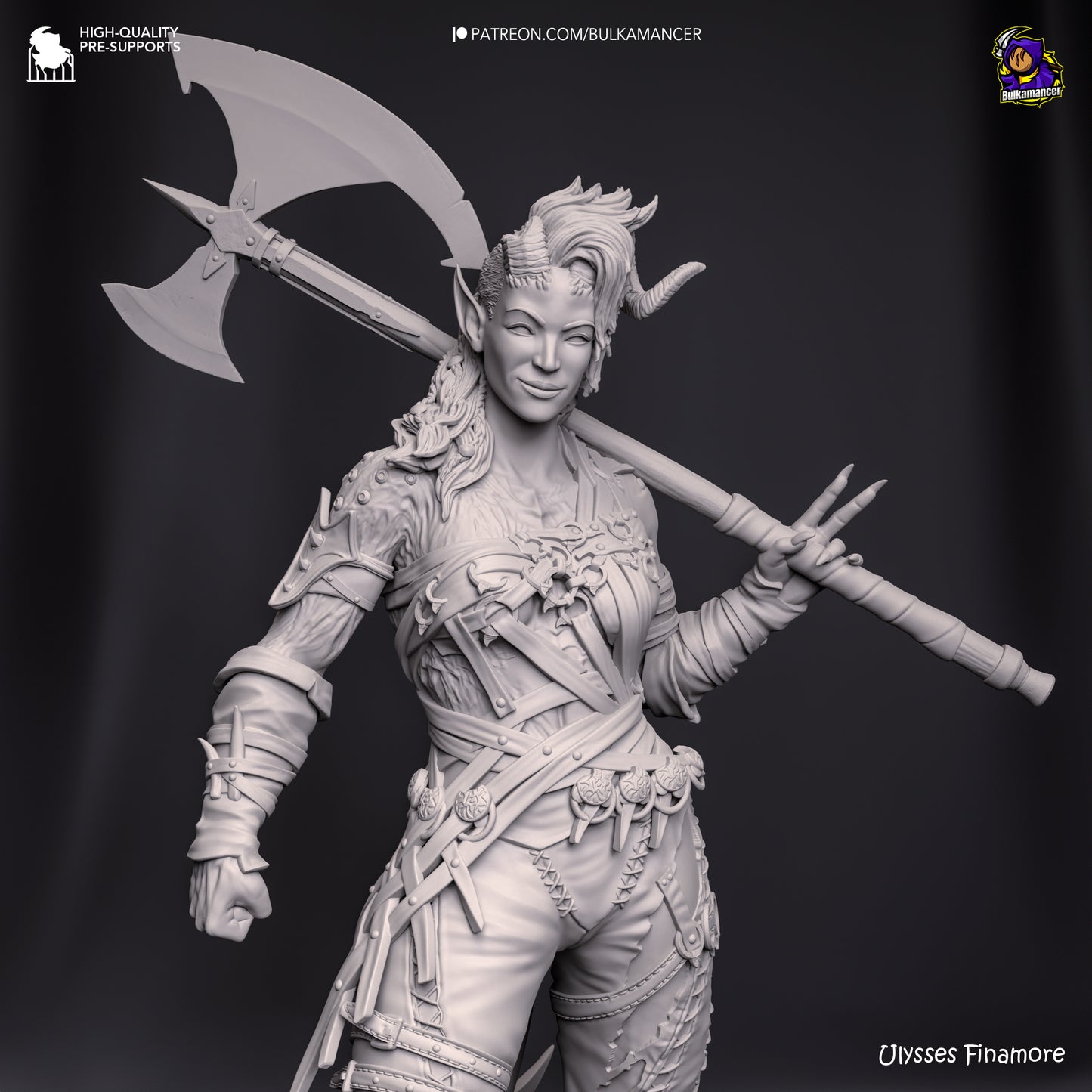 Karlach  | Resin Model or Bust Kit | DIY Baldur's Gate 3 Tiefling Barbarian