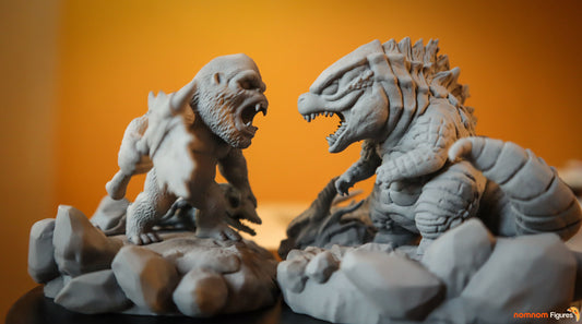 Chibi King Kong vs. Godzilla | 4-Inch  Resin Model Kit | DIY Chibi Kaiju Face-Off