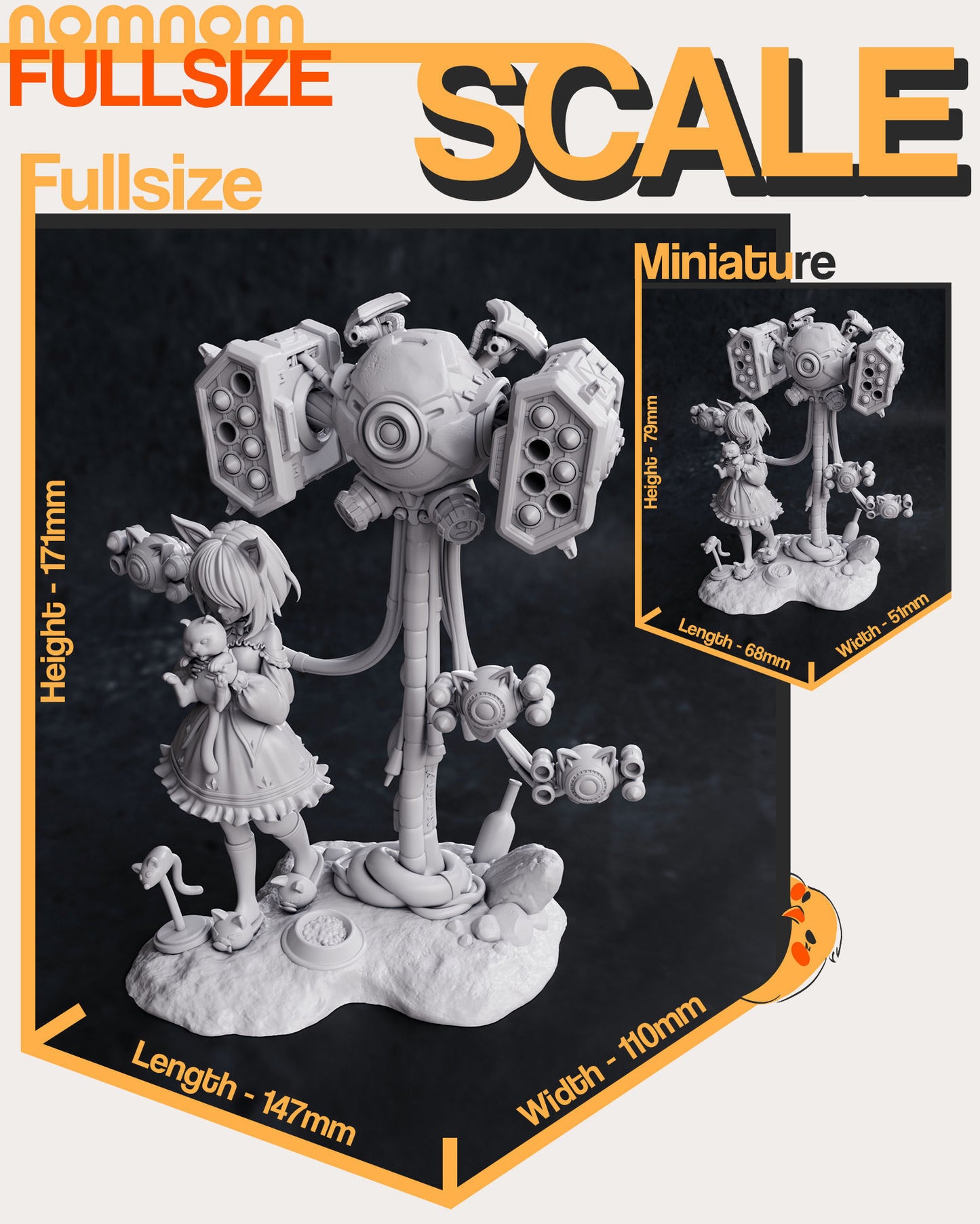 Luna | 7-Inch Resin Model Kit | DIY Mystical Roboticist with Cat Companion