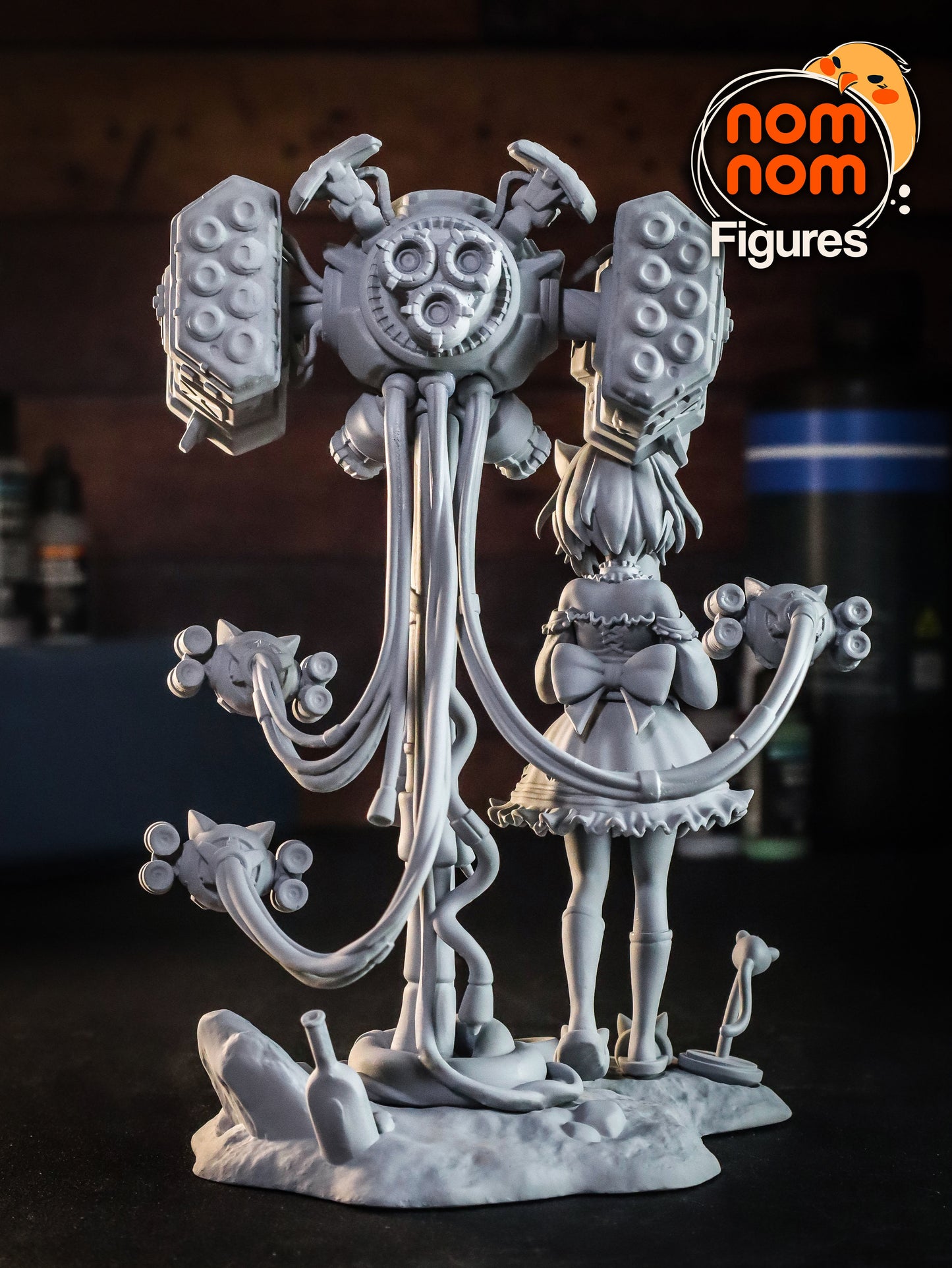 Luna | 7-Inch Resin Model Kit | DIY Mystical Roboticist with Cat Companion