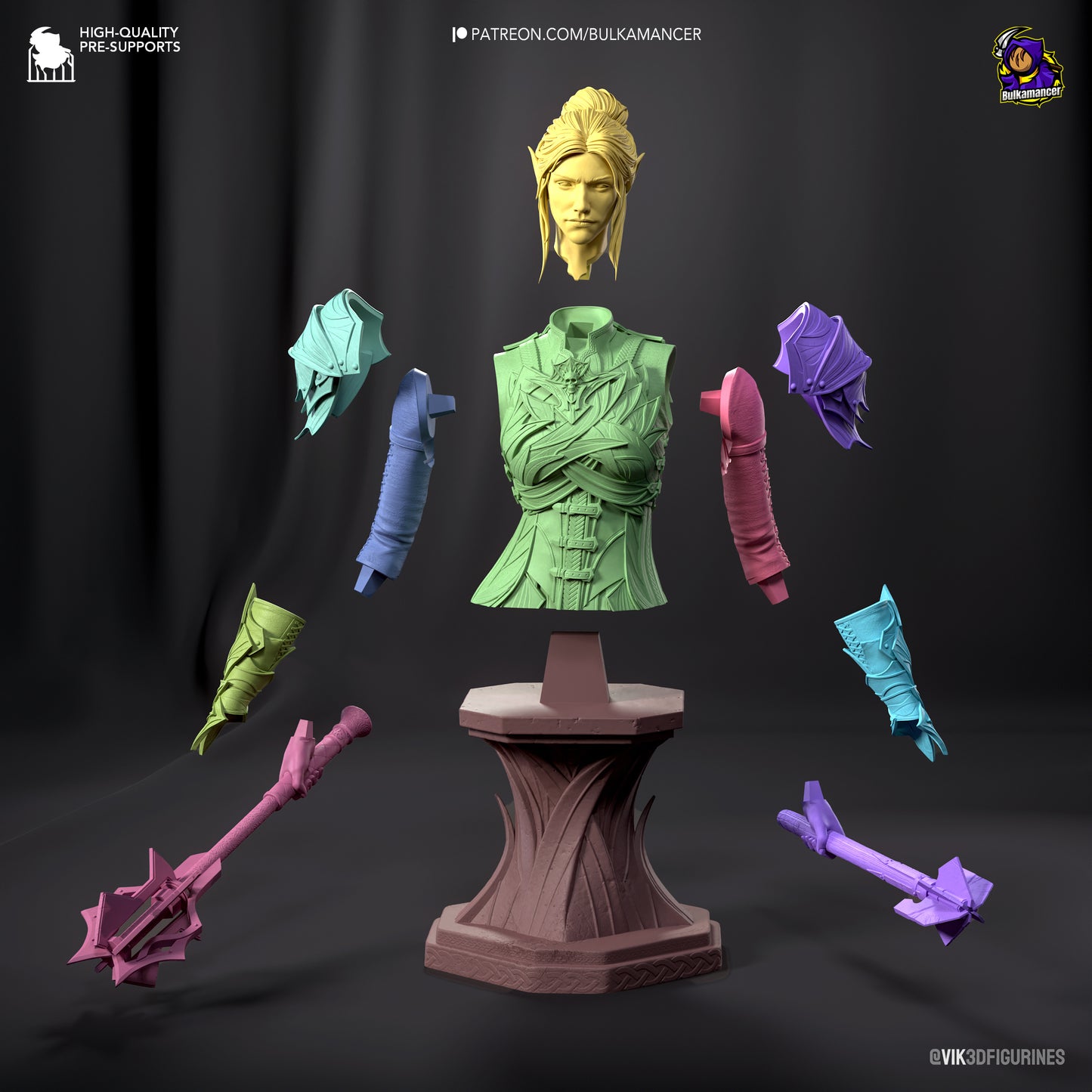 Minthara | Resin Model or Bust Kit | DIY Baldur's Gate 3 Drow Paladin