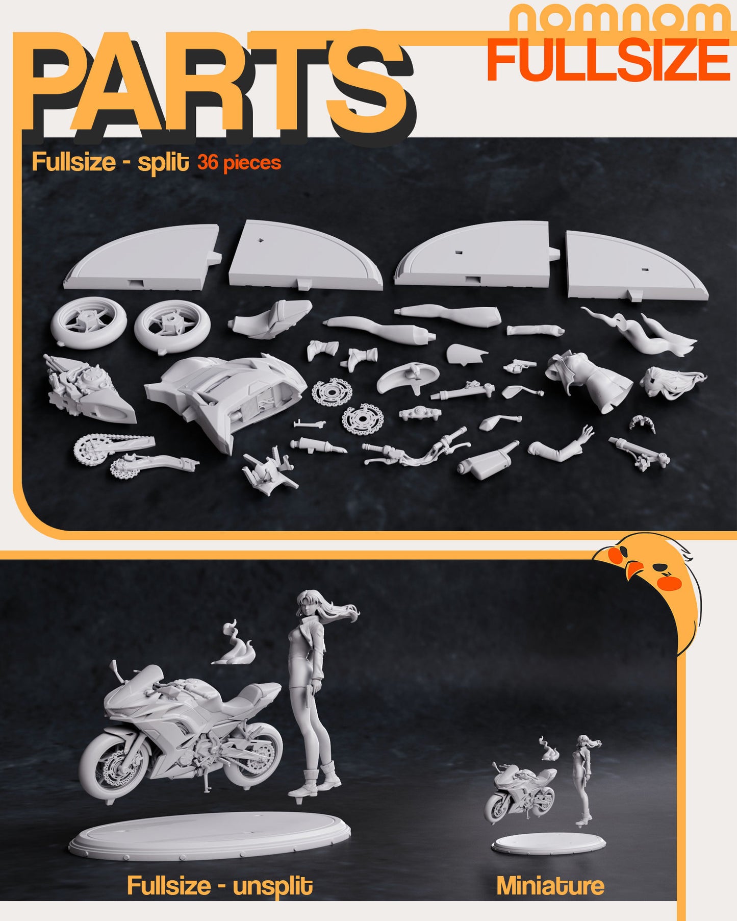 Misato | 7.5-Inch Resin Model Kit | DIY Evangelion Operations Director with Motorcycle