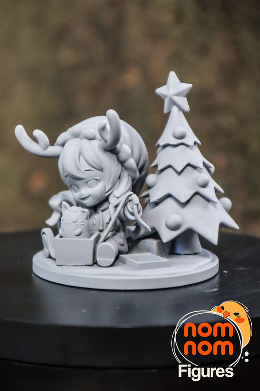 Chibi Nomi | 2.5" Resin Model Kit | DIY Christmas Tree Opening Gifts Scene